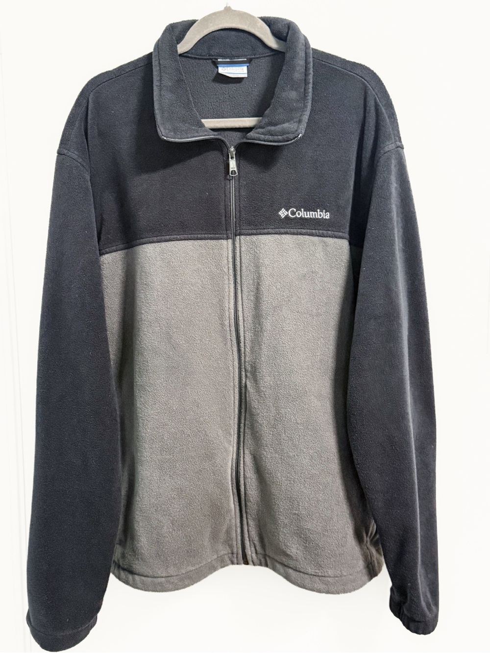 Columbia Full Zip Colorblock Fleece Jacket Black Gray Men’s XXL